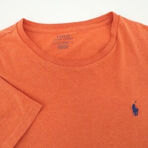 Polo Ralph Lauren Mens T Shirt Large Orange Pony Logo Short Sleeve Casual - Flaw